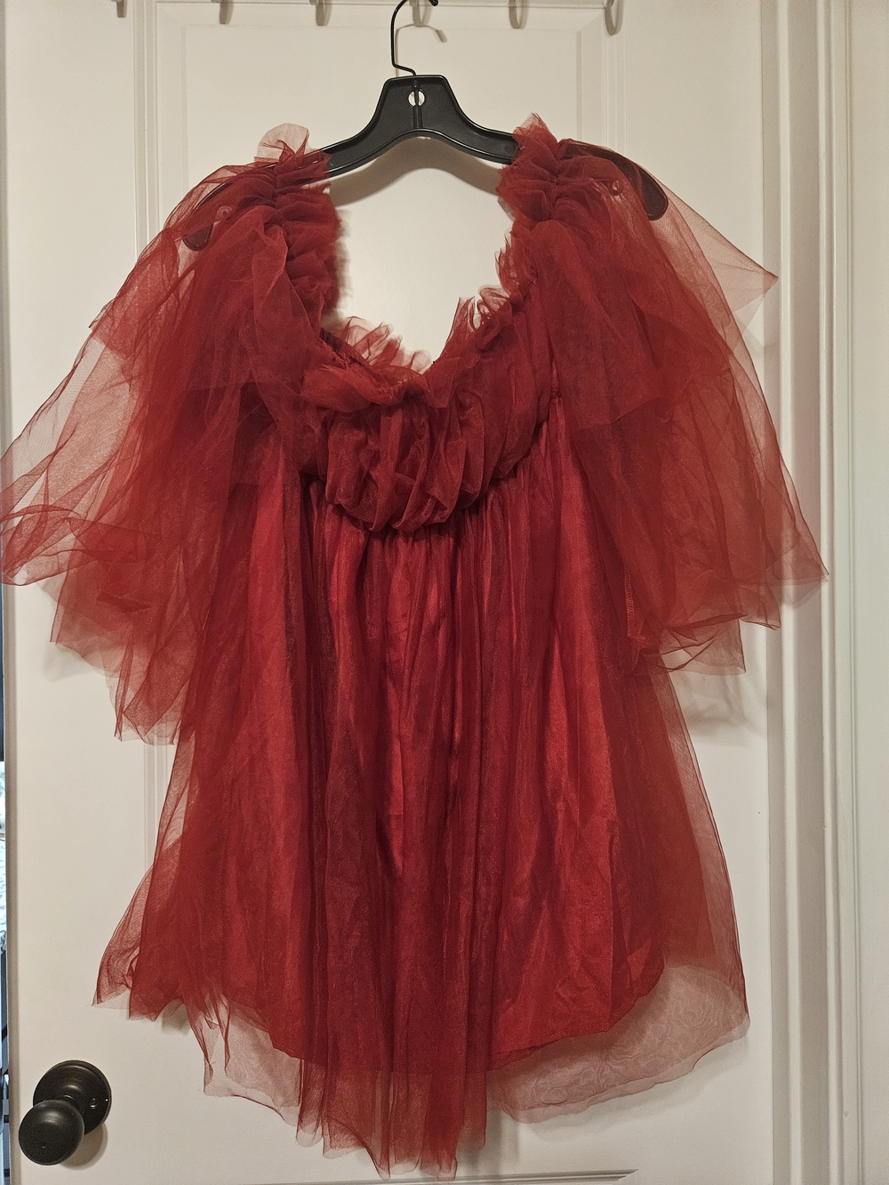 Women's Red Layered Tulle Mini Dress